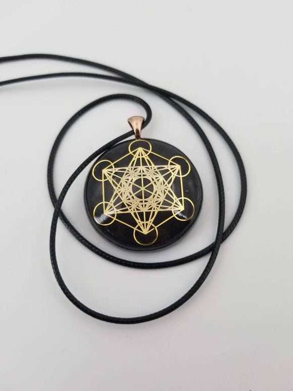 Orgonite® Pendant - Metatron merkaba orgone® amulet with quartz crystal pendant - cell phone EMF Protection