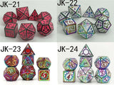 Astrology Dice~7 Piece DND Dice Metal Dice Set Dungeons and Dragons Pathfinder RPG Polyhedral D&D Dices Table Games Role Playing Game D8 D6 D4