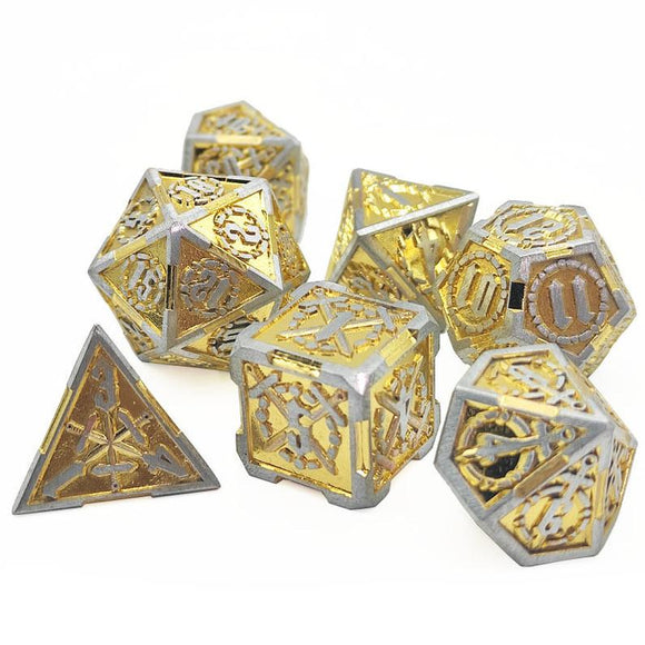 Astrology Dice~7 Pieces Metal Dices Game Polyhedral Metal D&D Dice Set for Role Playing Game Dungeons and Dragons, Tabletop Games Math Teaching