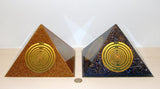 Orgone orgonite® Giant Pyramid All Powerful, blue Orgone Generator, 5 gold plated 24K MWO Lakhovsky, Golden Ratio Antenna, Quintuple power