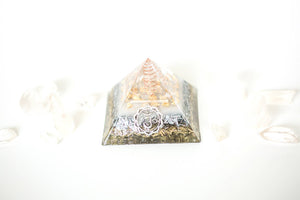 Medium Orgonite® Pyramid Chakra Series with Clear Quartz, Crown Chakra Orgone generator