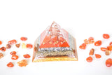 Large Orgonite® Pyramid Metatron Orgonite®Series with Orange carnelian, Sacral/Hara Chakra