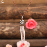 Natural White Pink Quartz Point Beads Pendant Bronze Chains Necklace For Women Druzy Agates Stone Beads Jewelry Dropshipping - Necklace