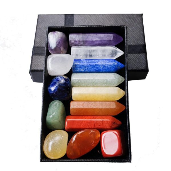 1 Giftbox 7 chakela Crystal Energy Mini Points and Tumbles Amethyst Lapis Aventurine crystal healing Gemstones - Avsso