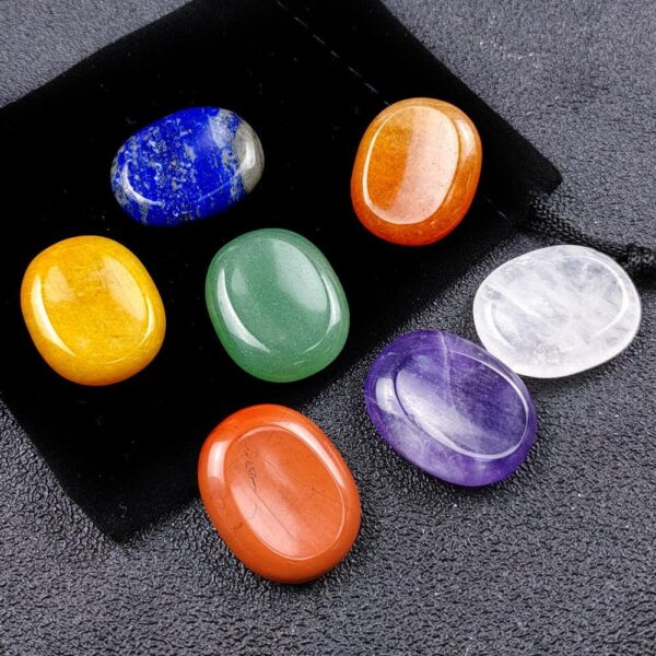 1 bag Seven Chakras thumb scrapping plate Energy Gems Crystal Healing chakela Lapis Amethyst Guasha plates - Avsso