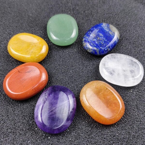 1 bag Seven Chakras thumb scrapping plate Energy Gems Crystal Healing chakela Lapis Amethyst Guasha plates - Avsso