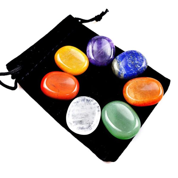 1 bag Seven Chakras thumb scrapping plate Energy Gems Crystal Healing chakela Lapis Amethyst Guasha plates - Avsso