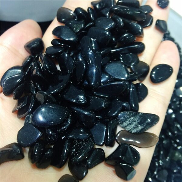 Crystal Healing~100g natural obsidian crystal tumbled stone particles Gemstone mineral chip natural point Beads Chakra Healing  Decorations