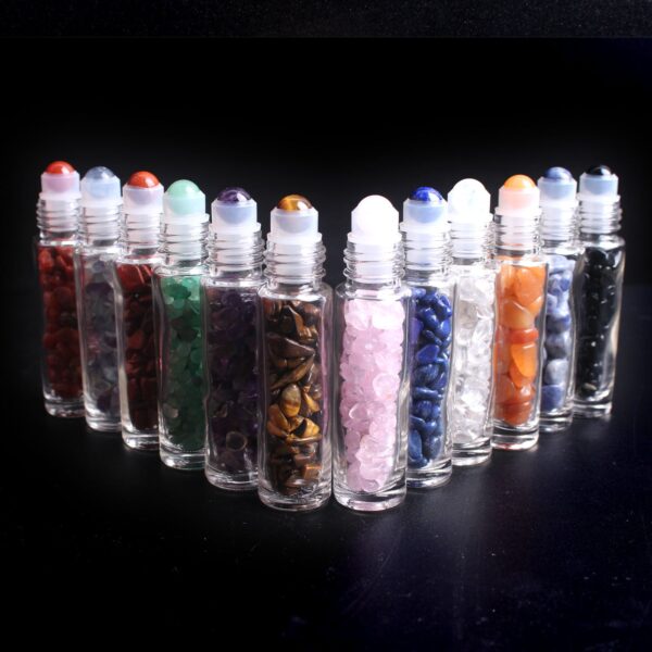Crystal Set~12pcs Ball Bottle Essential Oil Set Natural Crystal Roller Gravel Bottle For 10ml Aromatherapy Healing Love Health Gift
