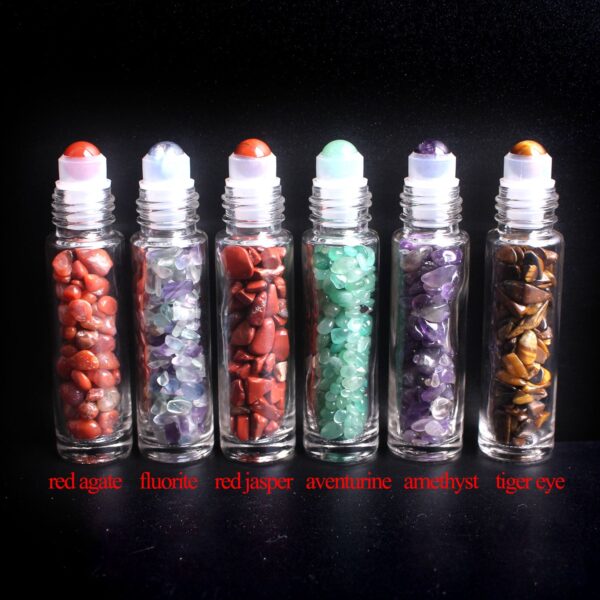 Crystal Set~12pcs Ball Bottle Essential Oil Set Natural Crystal Roller Gravel Bottle For 10ml Aromatherapy Healing Love Health Gift