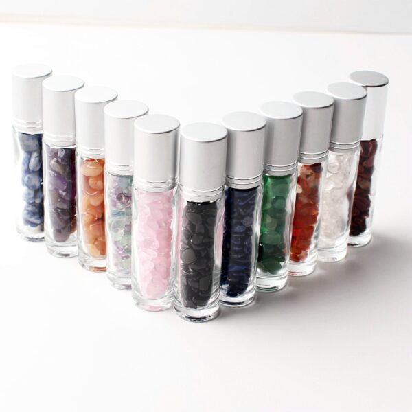 Crystal Set~12pcs Ball Bottle Essential Oil Set Natural Crystal Roller Gravel Bottle For 10ml Aromatherapy Healing Love Health Gift