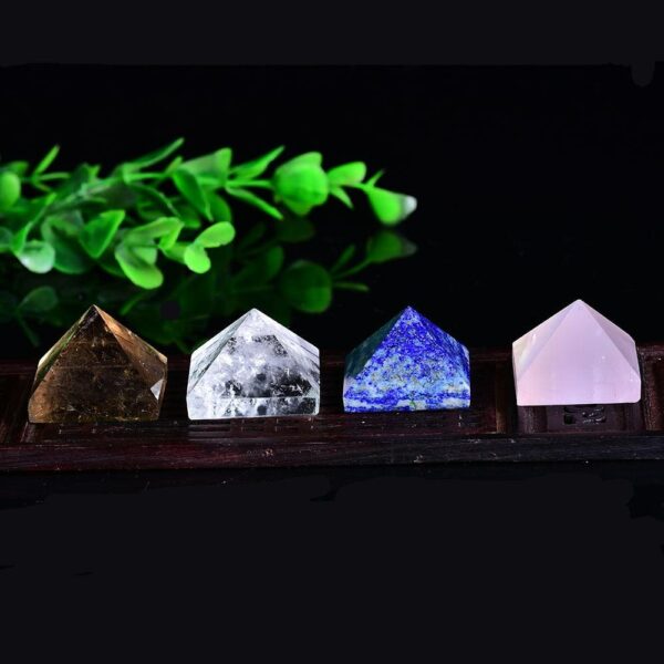 1PC Natural Crystal Pyramid Rose Quartz Lazuli Reiki Healing Stone Pink Blue Crystal  Crafts Home Decoration Energy Stone - Avsso