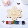 1Set Natural Crystal Cube Stone Seven Chakra Healing Stone Seven Star Array Wood Plate Cube Yoga Chakra Home Decor Diy Gift - Avsso