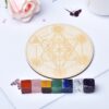 1Set Natural Crystal Cube Stone Seven Chakra Healing Stone Seven Star Array Wood Plate Cube Yoga Chakra Home Decor Diy Gift - Avsso