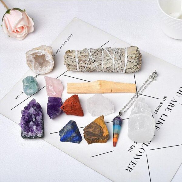 1Set Natural Crystals Gift Box Rock Mineral Reiki Irregularity Raw Seven Chakras Souvenir Collection Ornament Crafts Gifts - Avsso