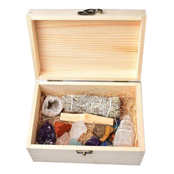 1Set Natural Crystals Gift Box Rock Mineral Reiki Irregularity Raw Seven Chakras Souvenir Collection Ornament Crafts Gifts - Avsso