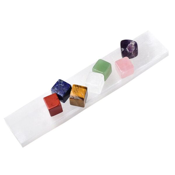 1Set Seven Chakra Healing Crystals Stones Selenite for Yoga Meditation Spiritual Reiki Cube Energy Healing Stone Home Decor - Avsso