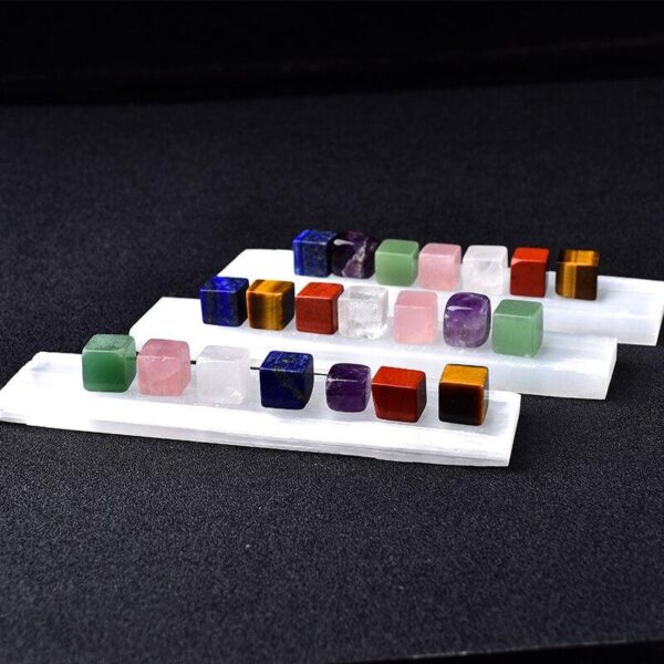 1Set Seven Chakra Healing Crystals Stones Selenite for Yoga Meditation Spiritual Reiki Cube Energy Healing Stone Home Decor - Avsso