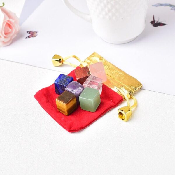 1Set Seven Chakra Stone Natural Crystal Yoga Energy Stone Polished Reiki Healing Quartz Home Decoration Cube Gift - Avsso