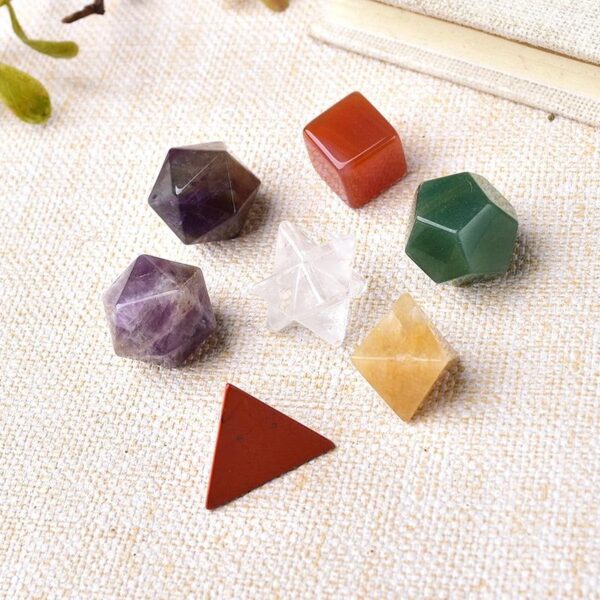 1Set Seven Chakras Natural Stone Yoga Divination Meditation Amulet Ornaments Polyhedron Energy Healing Crystal Home Decor - Avsso