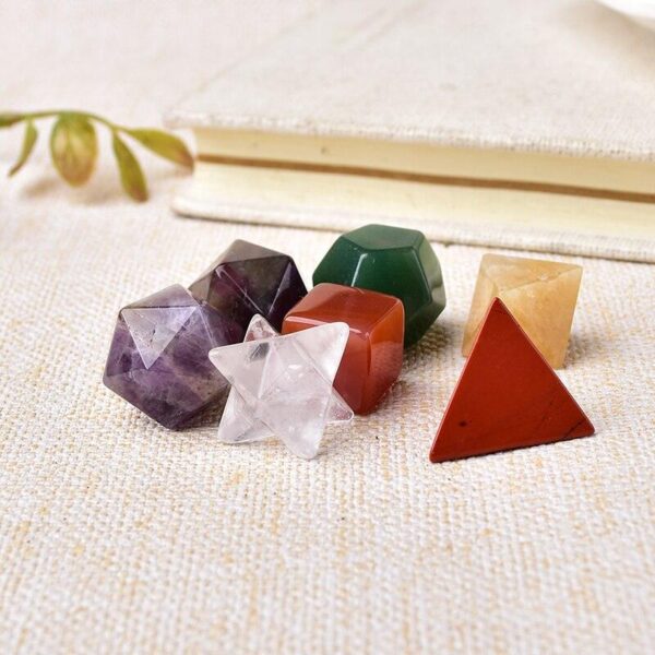 1Set Seven Chakras Natural Stone Yoga Divination Meditation Amulet Ornaments Polyhedron Energy Healing Crystal Home Decor - Avsso