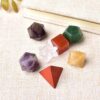 1Set Seven Chakras Natural Stone Yoga Divination Meditation Amulet Ornaments Polyhedron Energy Healing Crystal Home Decor - Avsso