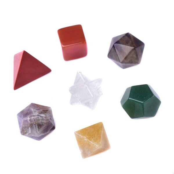 1Set Seven Chakras Natural Stone Yoga Divination Meditation Amulet Ornaments Polyhedron Energy Healing Crystal Home Decor - Avsso