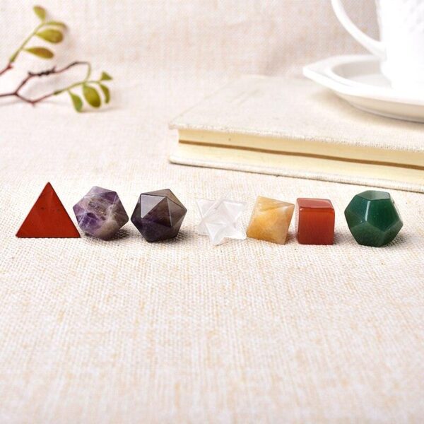 1Set Seven Chakras Natural Stone Yoga Divination Meditation Amulet Ornaments Polyhedron Energy Healing Crystal Home Decor - Avsso