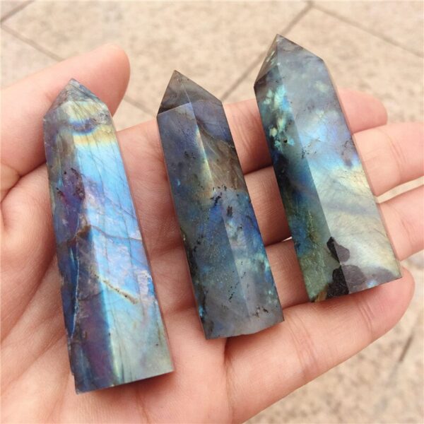 Crystal Healing~1kg  Natural labradorite  Crystal Quartz Column Magic Wand Obelisk Point Reiki  healing stone