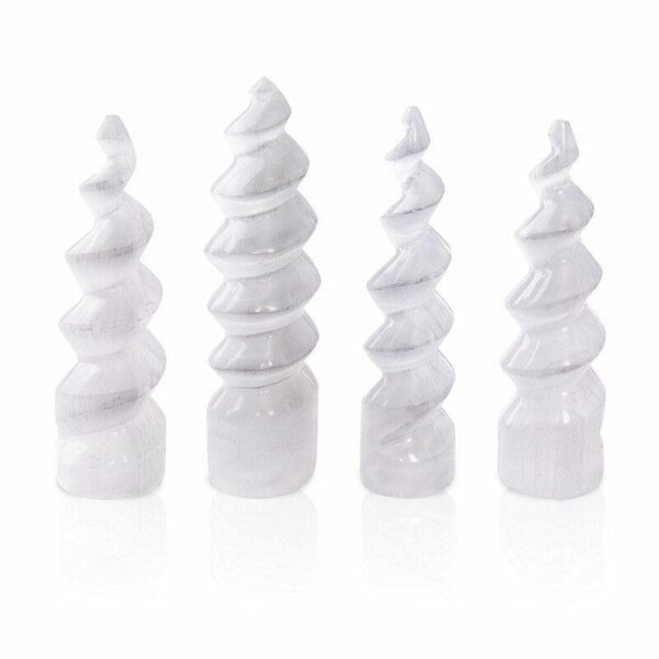 1pc 10-15cm Selenite Spiral Unicorn Wand Crystal Healing raw white gypsum stone Reiki Gemstone Ornament Home Decor - Avsso