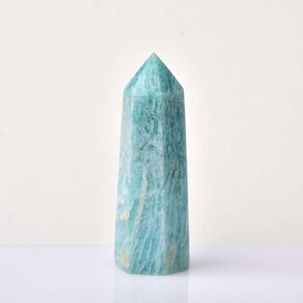 Crystal Point~1pc Natural Crystal Point~ amazonite Healing Obelisk reseda Quartz Wand green Ornament for Home Decor Reiki Energy Stone Pyramid
