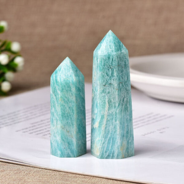 Crystal Point~1pc Natural Crystal Point~ amazonite Healing Obelisk reseda Quartz Wand green Ornament for Home Decor Reiki Energy Stone Pyramid