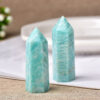 Crystal Point~1pc Natural Crystal Point~ amazonite Healing Obelisk reseda Quartz Wand green Ornament for Home Decor Reiki Energy Stone Pyramid