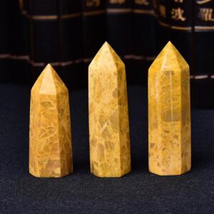 1pc Natural Stone Crystal Point Healing Obelisk Yellow Quartz Wand Beautiful Ornament for Home Decor Energy Stone Pyramid - Avsso