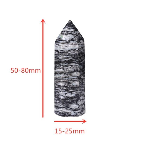 Crystal Point~1pc Natural Striped Stone Crystal Point~ Healing Obelisk Black Gray Quartz Wand Beautiful Ornament for Home Decor Energy Stone