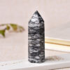 Crystal Point~1pc Natural Striped Stone Crystal Point~ Healing Obelisk Black Gray Quartz Wand Beautiful Ornament for Home Decor Energy Stone