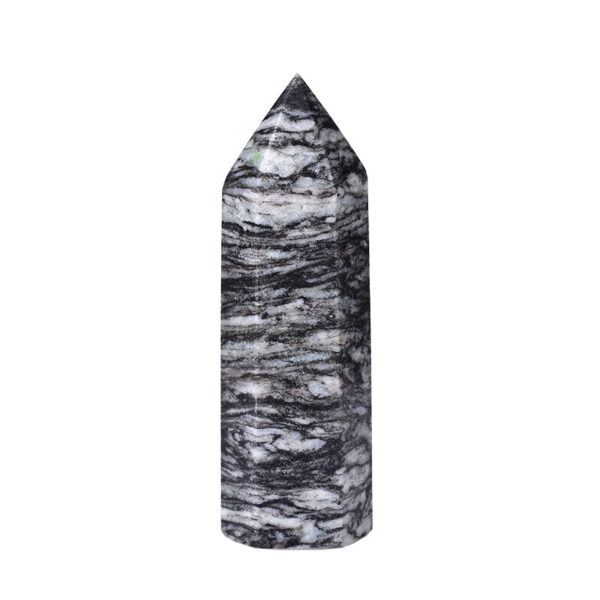 Crystal Point~1pc Natural Striped Stone Crystal Point~ Healing Obelisk Black Gray Quartz Wand Beautiful Ornament for Home Decor Energy Stone