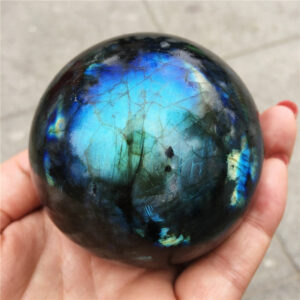 Crystal Healing~1pcs Crystal Ball Decoration Natural Labradorite Stone Ball Gray Moonstone Blues Gemstone orb Gem Crafts Home Decoration