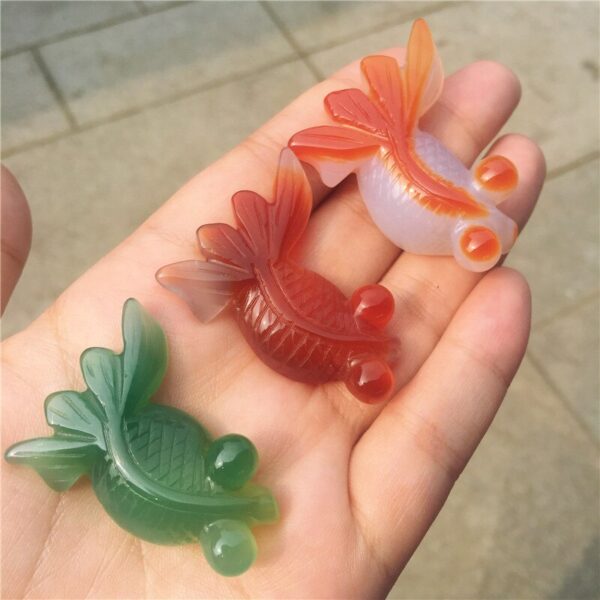 Crystal Healing~1pcs Natural Agate goldfish  Crystal Pendant Carved Animal Polished Gemstone Crystal Healing Necklace Pendant Fashion