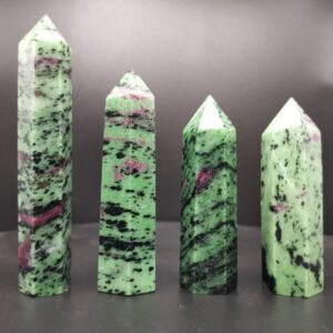 1pcs Natural Crystal Epidote Point Ruby Quartz Mineral Stone Healing Obelisk Wand Home Decoration Reiki DIY Ornament - Avsso