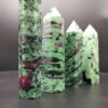 1pcs Natural Crystal Epidote Point Ruby Quartz Mineral Stone Healing Obelisk Wand Home Decoration Reiki DIY Ornament - Avsso