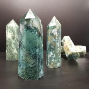 1pcs Natural Crystal Point Moss agate  Healing Stone Chakra 60 to 80mm Home Decoration Reiki - Avsso