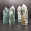 1pcs Natural Crystal Point Moss agate  Healing Stone Chakra 60 to 80mm Home Decoration Reiki - Avsso