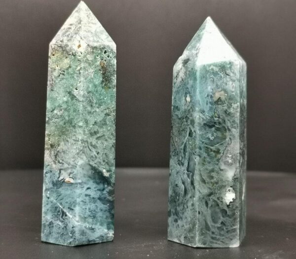 1pcs Natural Crystal Point Moss agate  Healing Stone Chakra 60 to 80mm Home Decoration Reiki - Avsso