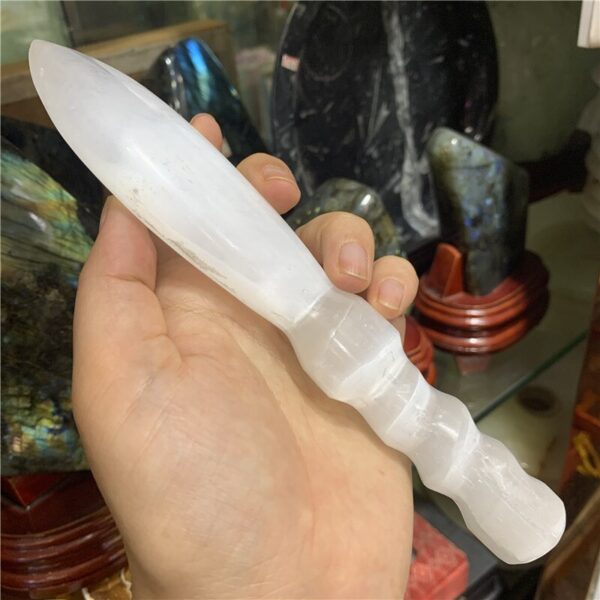 Crystal Healing~1pcs Natural crystal Selenite Carved Healing Stone Dagger Quartz Mineral Gem Wand Chakra Point Gift Wicca Decor