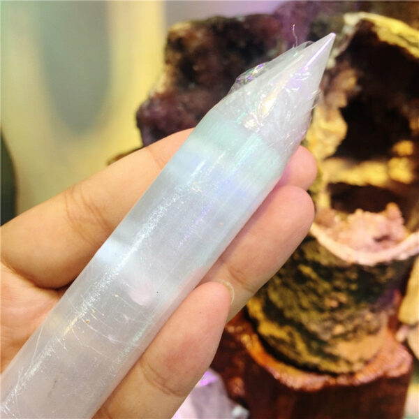 Crystal Healing~1pcs Rock selenite crystal quartz wand Himalayan white gypsum Gemstones massage stick Crystal Reiki healing