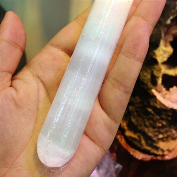 Crystal Healing~1pcs Rock selenite crystal quartz wand Himalayan white gypsum Gemstones massage stick Crystal Reiki healing