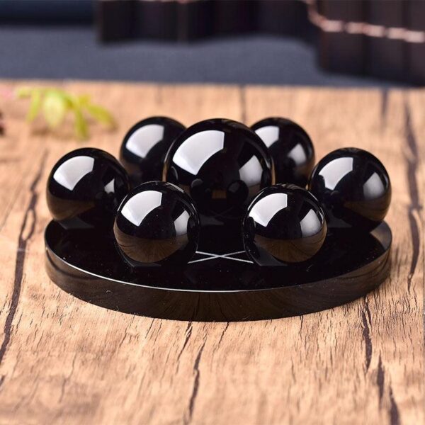 1set Natural Obsidian 12cm Seven Star array Crystal Ball Reiki Yoga Meditation Ornaments Chakras Healing Stone Natural Quartz - Avsso