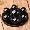 1set Natural Obsidian 12cm Seven Star array Crystal Ball Reiki Yoga Meditation Ornaments Chakras Healing Stone Natural Quartz - Avsso