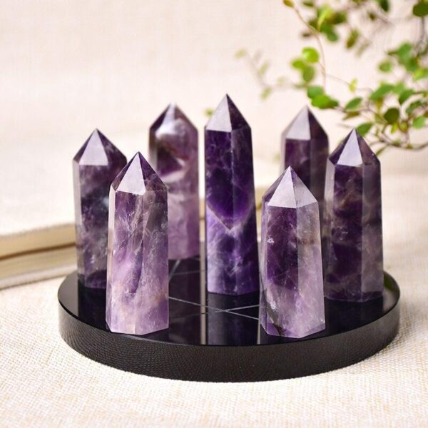 1set Seven Star Plate Natural Crystal Point Healing Stone Chakra Reiki Energy Stone Magic Obelisk 12cm Pedestal Home Decor - Avsso